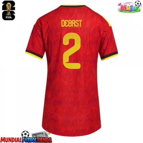 Camiseta Bélgica Zeno Debast #2 Primera Equipación Replica Mundial 2026 para mujer mangas cortas